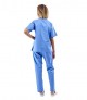 Pijama sanitario azul cuello redondo con broches